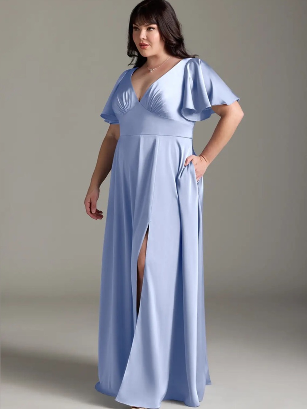 Azazie Kimber Stretch
Ice A-Line Ruched Stretch Satin Dress - Picture 2 of 5
